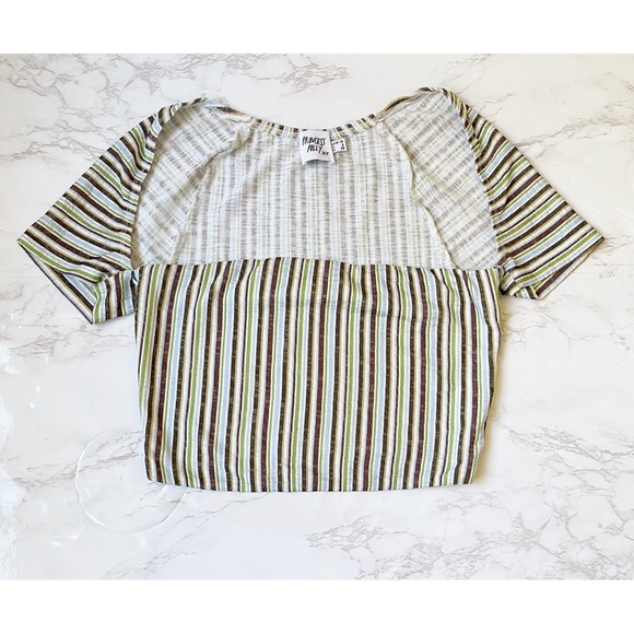 Princess Polly Square Neck Striped Stretch Crop Top Short Sleeve Size 6 - Picture 2 of 3